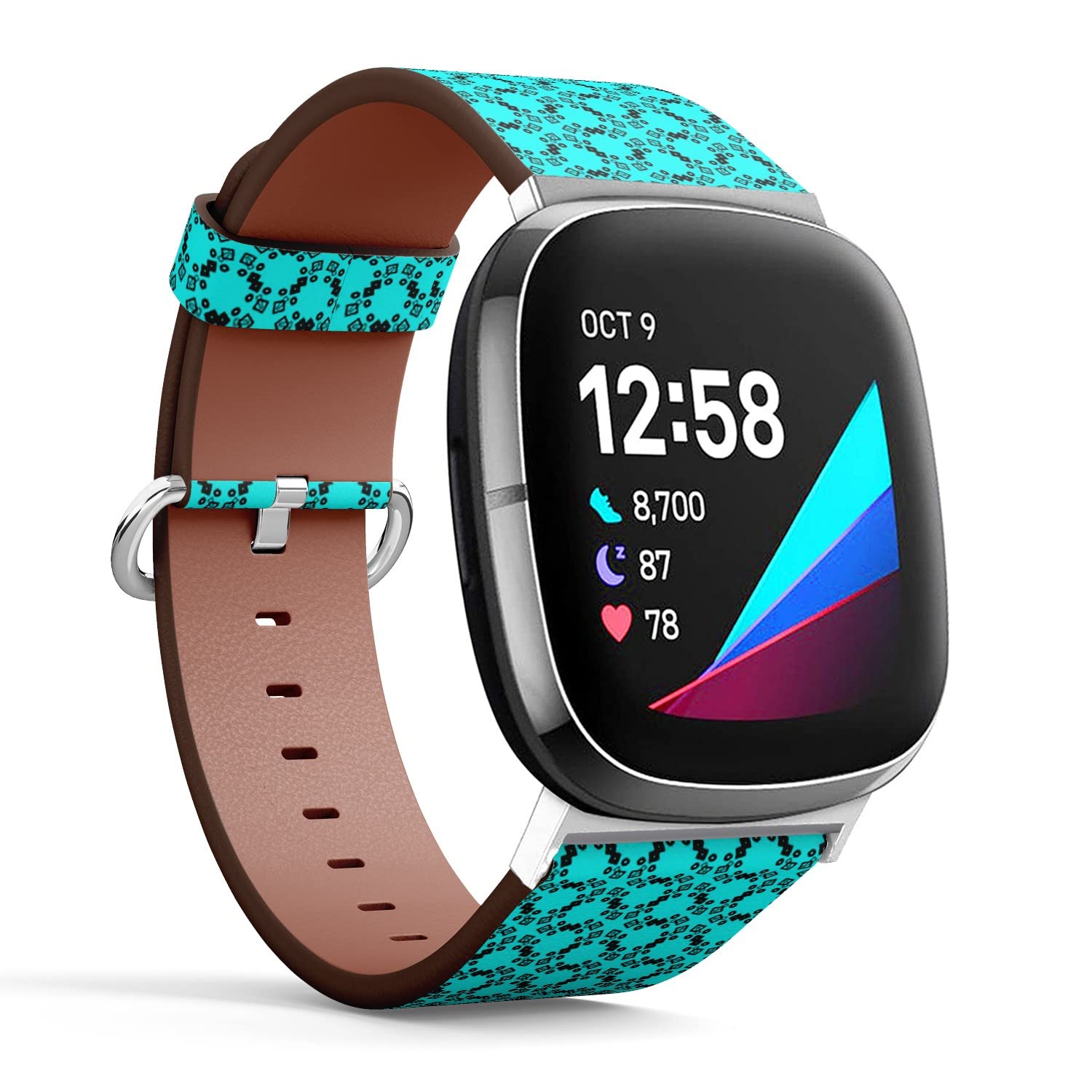 CJBROES Replacement Leather Watch Band, Compatible with Fitbit Versa 3 and Fitbit Sense of Wristband Bracelet Accessory - Modern Stylish Texture Stylish Fancy