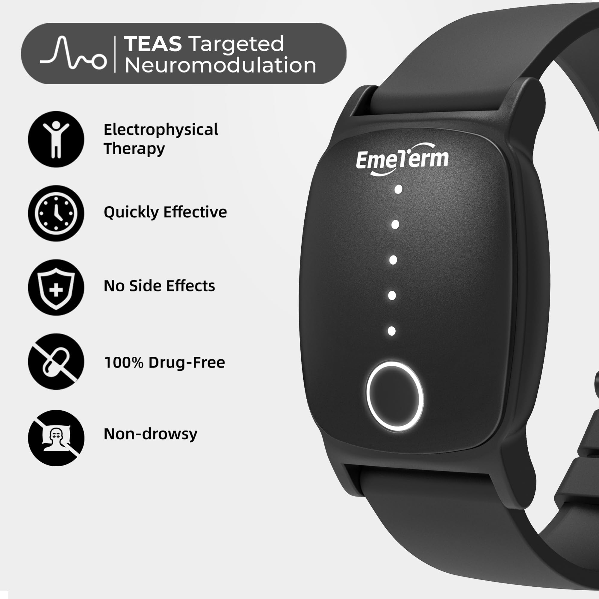 EmeTerm Explore Classic FDA-Cleared Anti-Nausea Wristband IP67 Waterproof Morning Motion Sickness Relief Band Rechargeable Classic Strap Design Drug Free Non-drowsy Without Side Effects: Galaxy Black / Mint Green