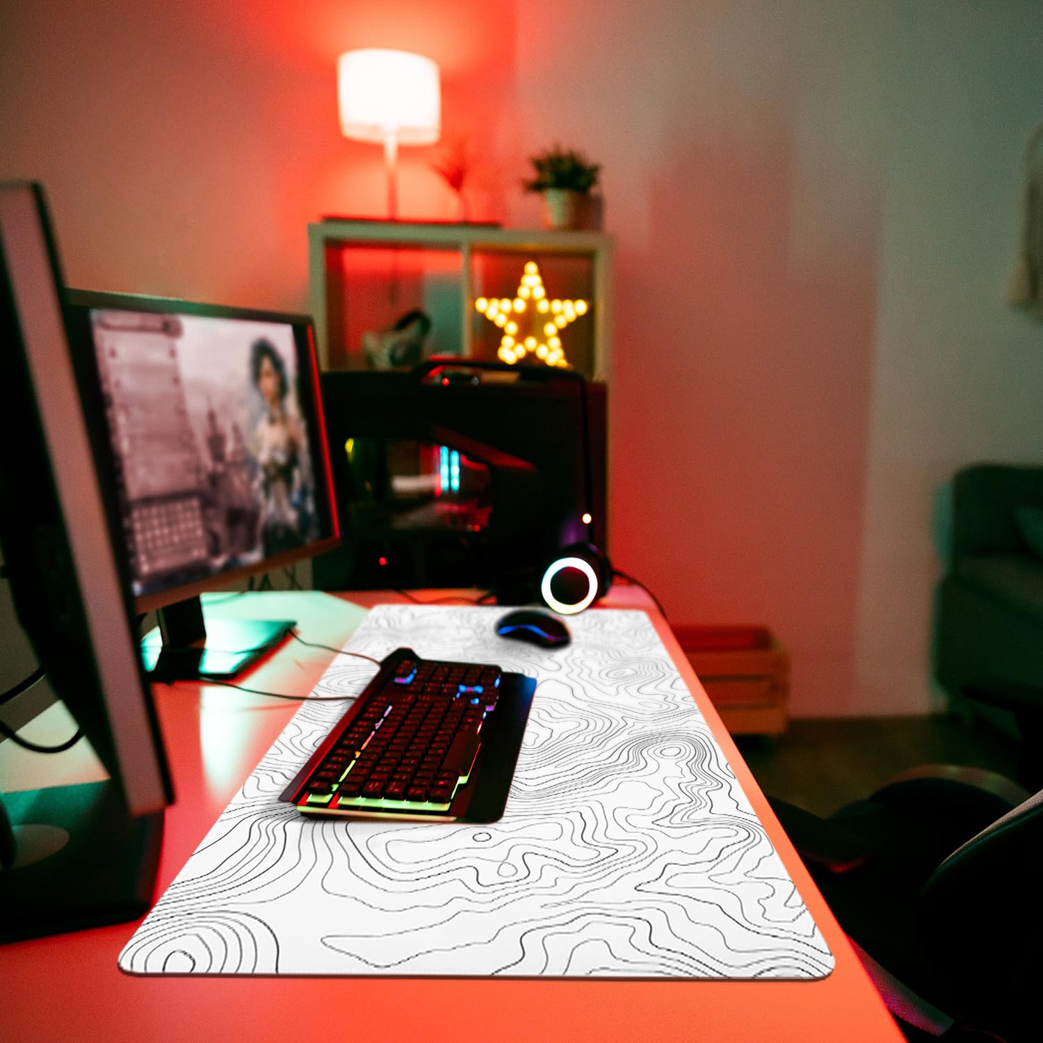 Niviy Tappetino Mouse,XXXL Tappetino per Mouse 1200x600mm,Mouse pad grande da gaming per tavolo,computer,desktop,PC(Bianco) | Tappetino antiscivolo per mouse da gaming, XXXL, per tastiera di PC e portatile, topografica