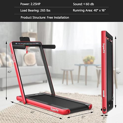 Miniatura 9 de Goplus Caminadora plegable 2 en 1 con pantalla doble, 2.25 HP Superfit - Caminadora eléctrica para debajo del escritorio, sin instalación, altavoz
