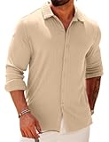 Athletic Fit Dress Shirts for Men Ribbed Knit Textured Button Down Shirts