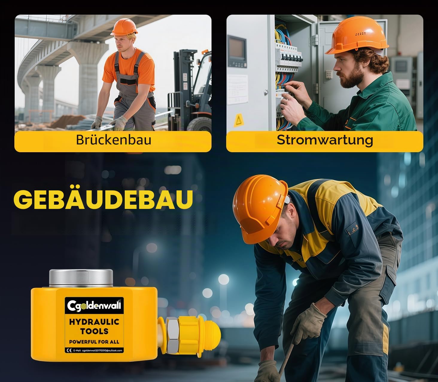 CGOLDENWALL Hydraulikzylinder 20T mit pumpe CP-180 für Gebäude und Brücken | Passt in Enge Räume, Arbeitet in Jeder Position zum Heben-Perfekt für Industrielle Wartungsarbeiten