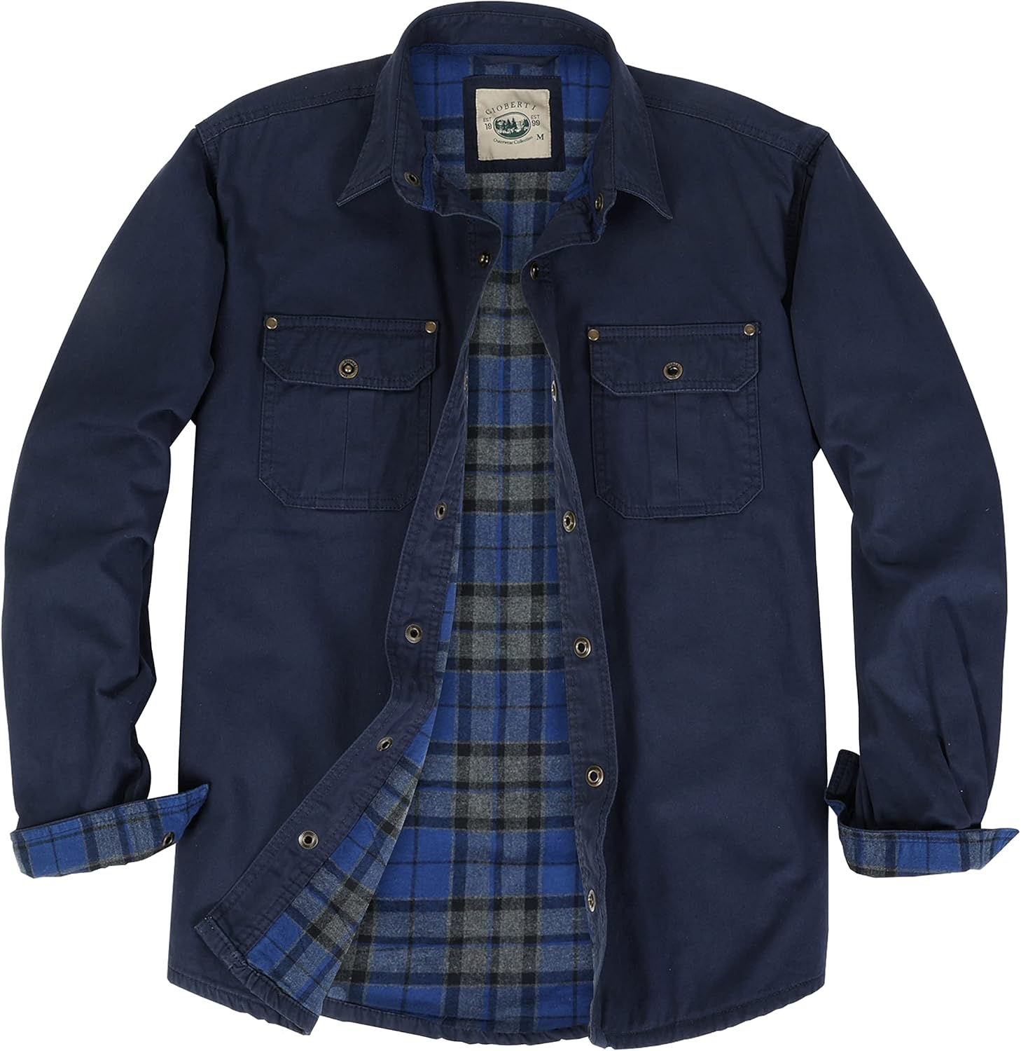 Gioberti Men's 100% Cotton Brushed and Soft Twill Shirt Jacket with Flannel Lining - Image 4