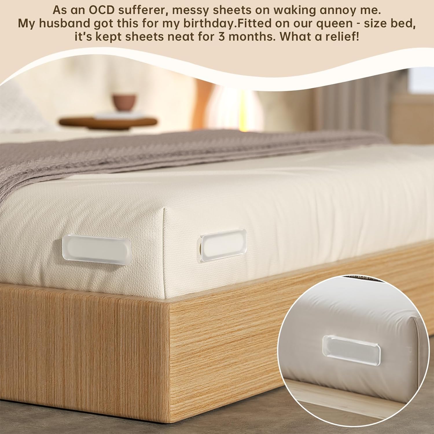 Bed Sheet Holders for Corners - 8Pcs USA Patented Heavy Duty Fitted Bedlock Sheet Holders Keep Sheets Firm & Tight,Secure All Mattress Edges and Corners,No Loose Sheets,Easy Installation