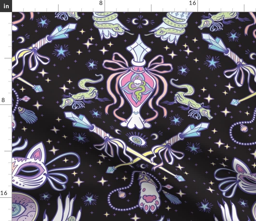Spoonflower Fabric - Gothic Party Black Fantasy Printed on Petal Signature Cotton Fabric by The Yard - Sewing Quilting Apparel Crafts Decor