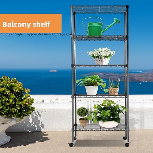 Miniatura 6 de Estantes de almacenamiento (negro, 5 estantes) Estante familiar de 5 capas, estante vertical de combinación libre, cocina, dormitorio, garaje,