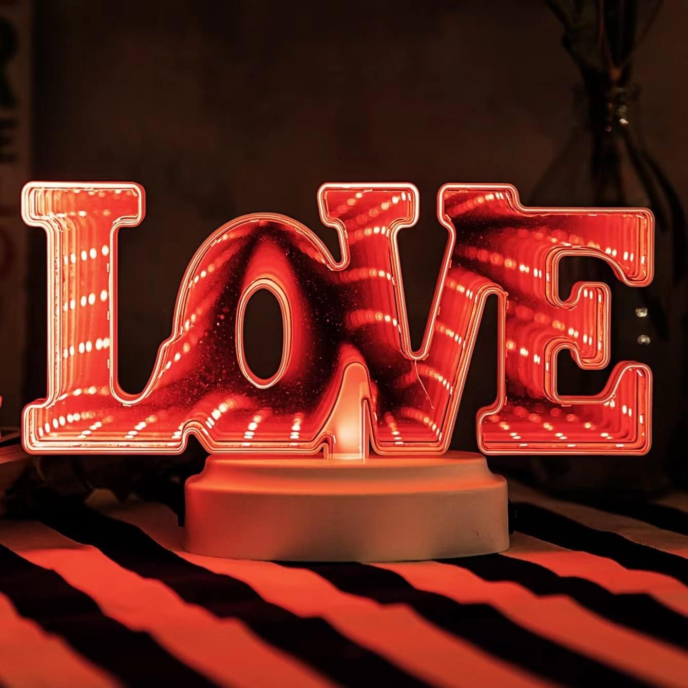 FARBU Infinity Mirror Tunnel Light, LED 3D Mirror Table Night Light