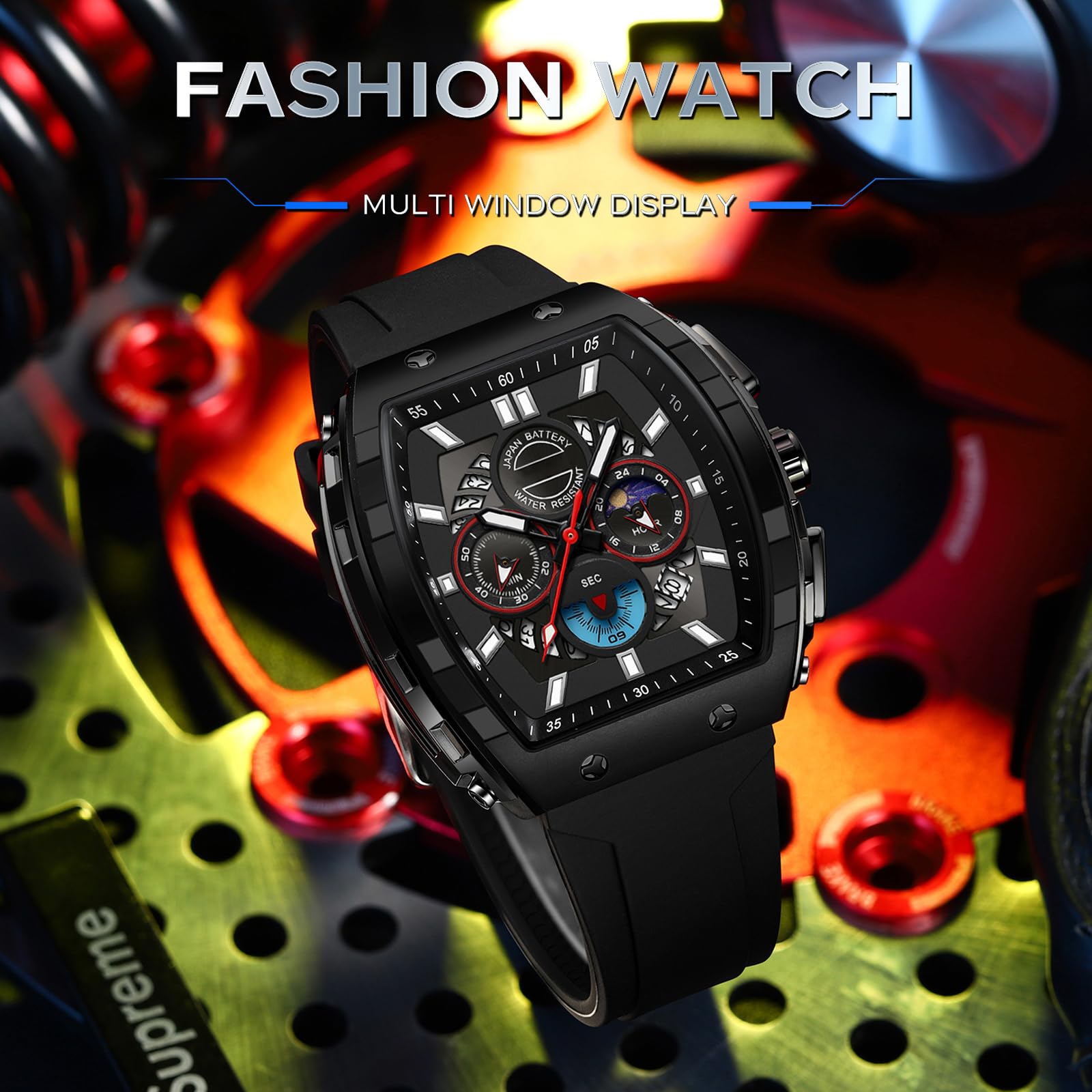 Orologio da polso da uomo, militare, impermeabile, digitale, da uomo, con display luminoso a LED, lancette analogiche e numeri digitali