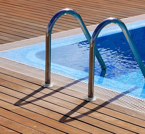 Miniatura 9 de Cornucopia Brands Placas de protección para escalera de piscina (paquete de 4, acero inoxidable) para pasamanos de piscina o spa