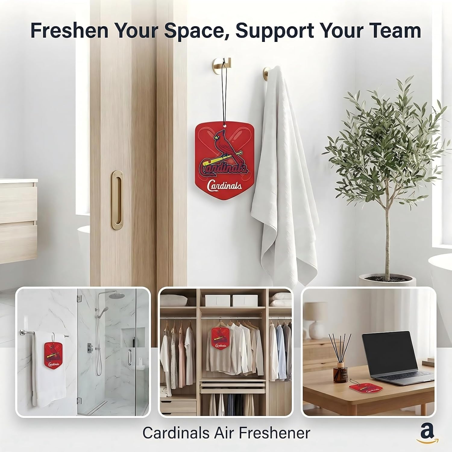 MLB St. Louis Cardinals Car Air Freshener - Team Logo Scented Hanging Air Freshener, Red Shield Design with "Cardinals" Logo, Sports Fan Auto Fragrance for Cars, Trucks, Home (2 Pack)