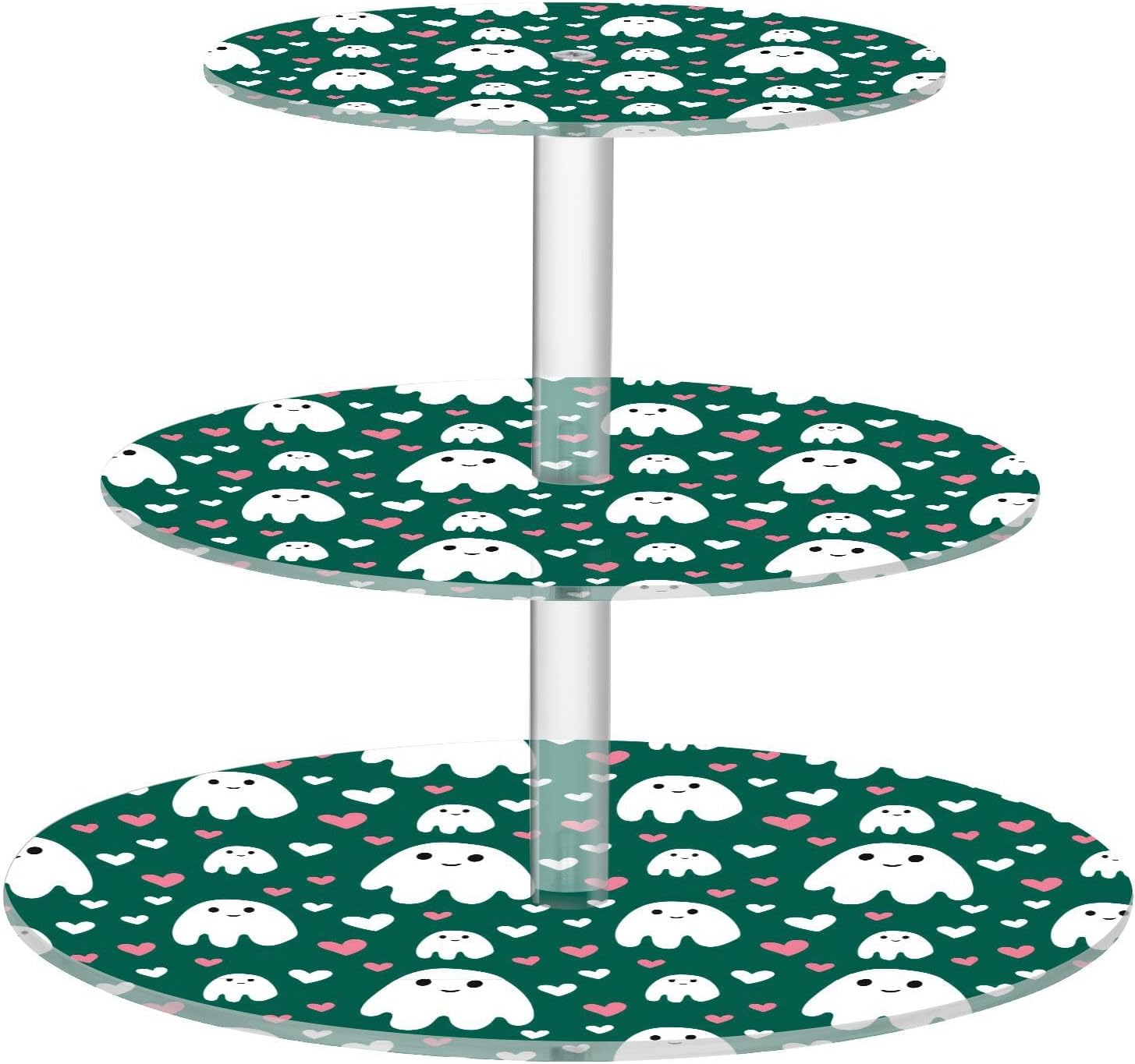 Heart Ghost 3 Tier Acrylic Cupcake Stand, Cupcake Stand for 34 Cupcakes for Weddings, Christmas,Holidays,Parties,Birthday,Printed Cupcake Tower 23300298