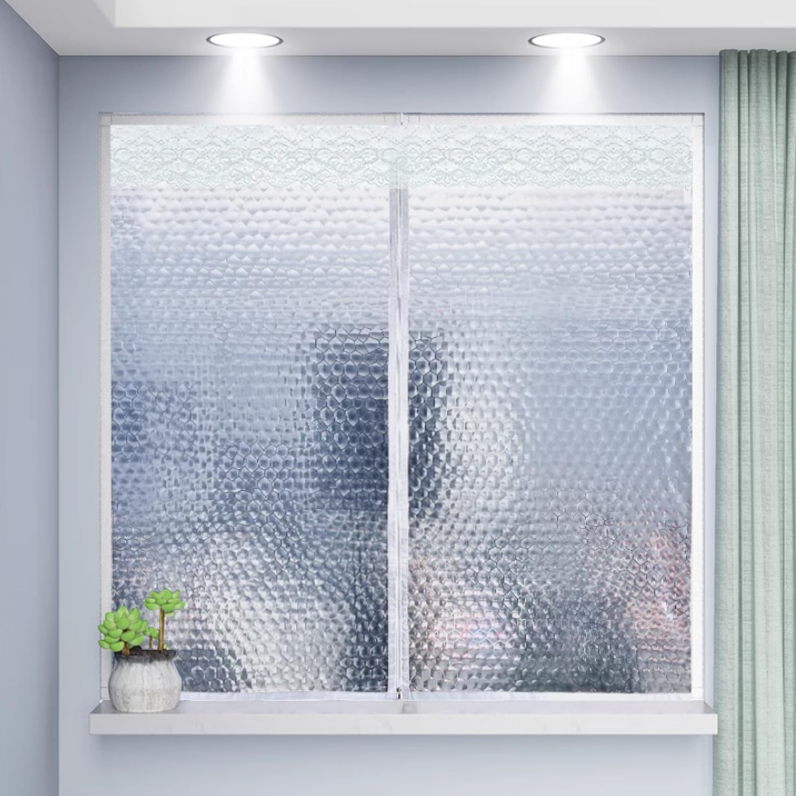 Wetterfeste Fensterisolierfolie, staubdichter Vorhang, wiederverwendbare anpassbare Abdeckungen, um Kälte draußen und warm im Winter zu halten
