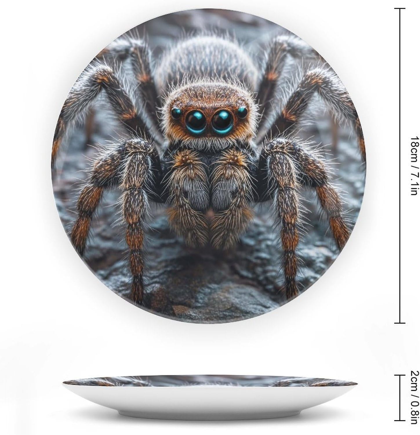 Ground Spider Ceramic Plate 10inch Decorative Bone China Wall Hanging Ornament Plates Bohemian Style Dinner Plate with Display Stand Cabinet Display Plates for Home Art Decor