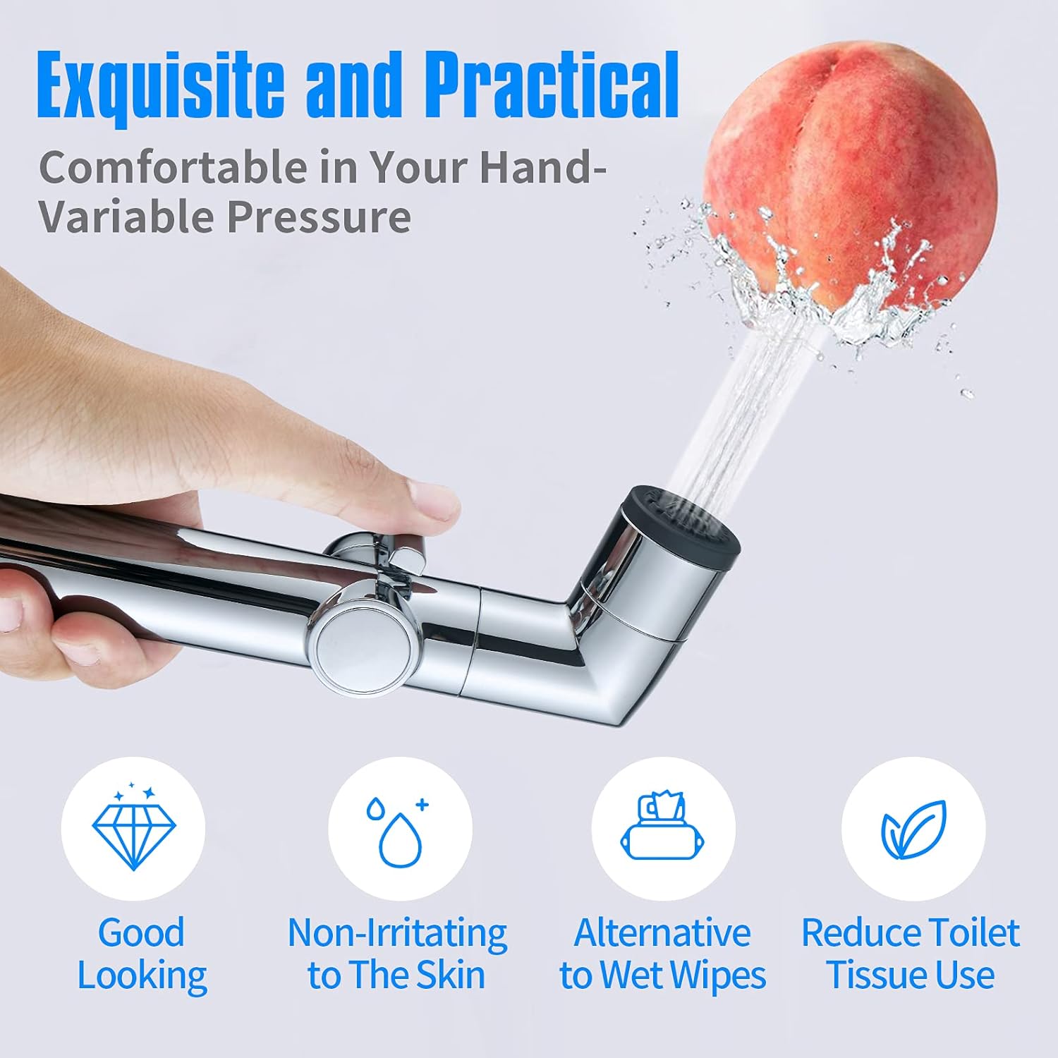 JONKEAN Muslim Shower, Water Pressure Control Toilet Bidet Sprayer, Multi-Function Diaper Sprayer for Toilet, Hand Held Bidet Set Sprayer with Hose, Bracket and T-Valve (Chrome)