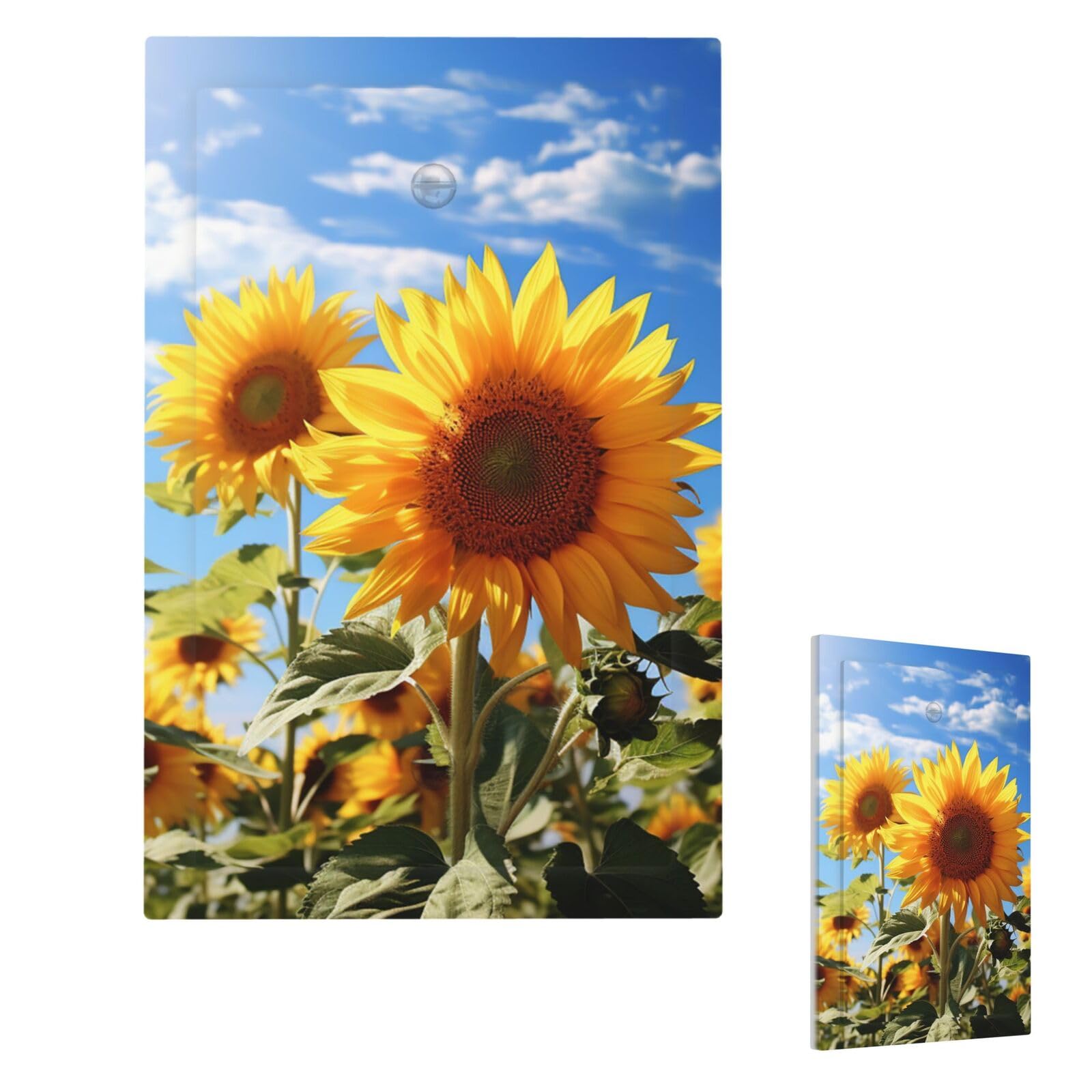 Aceprints Single Blank Beautiful Sunflower Wall Plate Cover Modern Decorative Light Switch Cover Unbreakable Receptacle Outlet Covers For Living Room Bedroom Decor