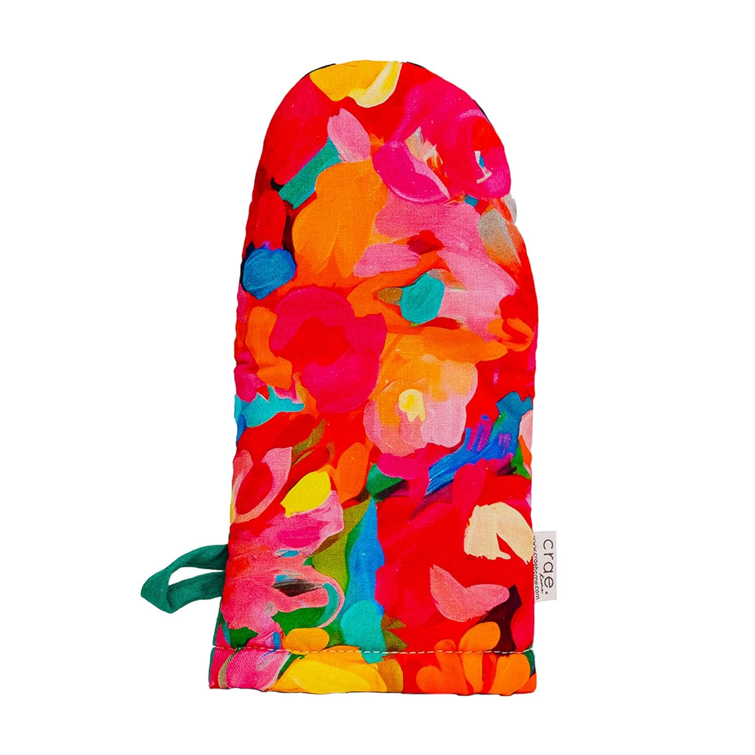 Crae Home - Cute Cotton Oven Mitt (Etching Pattern) | Silicone Grip Lined, Heat-Resistant Kitchen Mitt with Hanging Loop | Pot Holder Style Oven Glove for Baking & Cooking |...