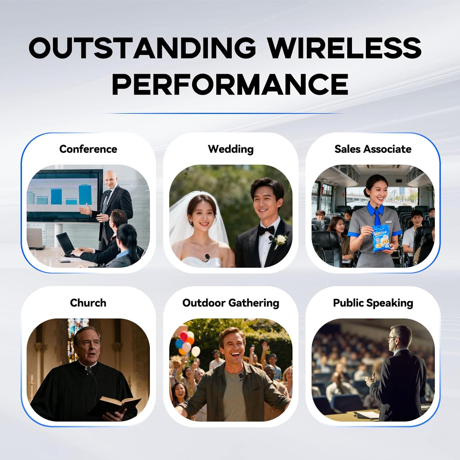 Wireless Professional Lavalier Microphone System, Dual UHF Cordless Mic Set with 2 Bodypacks & Lapel Microphones, 200 Channel Auto-Scan, 328ft Range for Church, Speaking, Teaching, Interview - Image 6