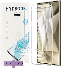 2 Pieces Screen Protector for Samsung Galaxy S24 Ultra, Anti-Scratch, Bubble-Free, High Sensitivity Flexible Hydrogel Film, 3D Soft HD TPU Full Coverage Screen Protector