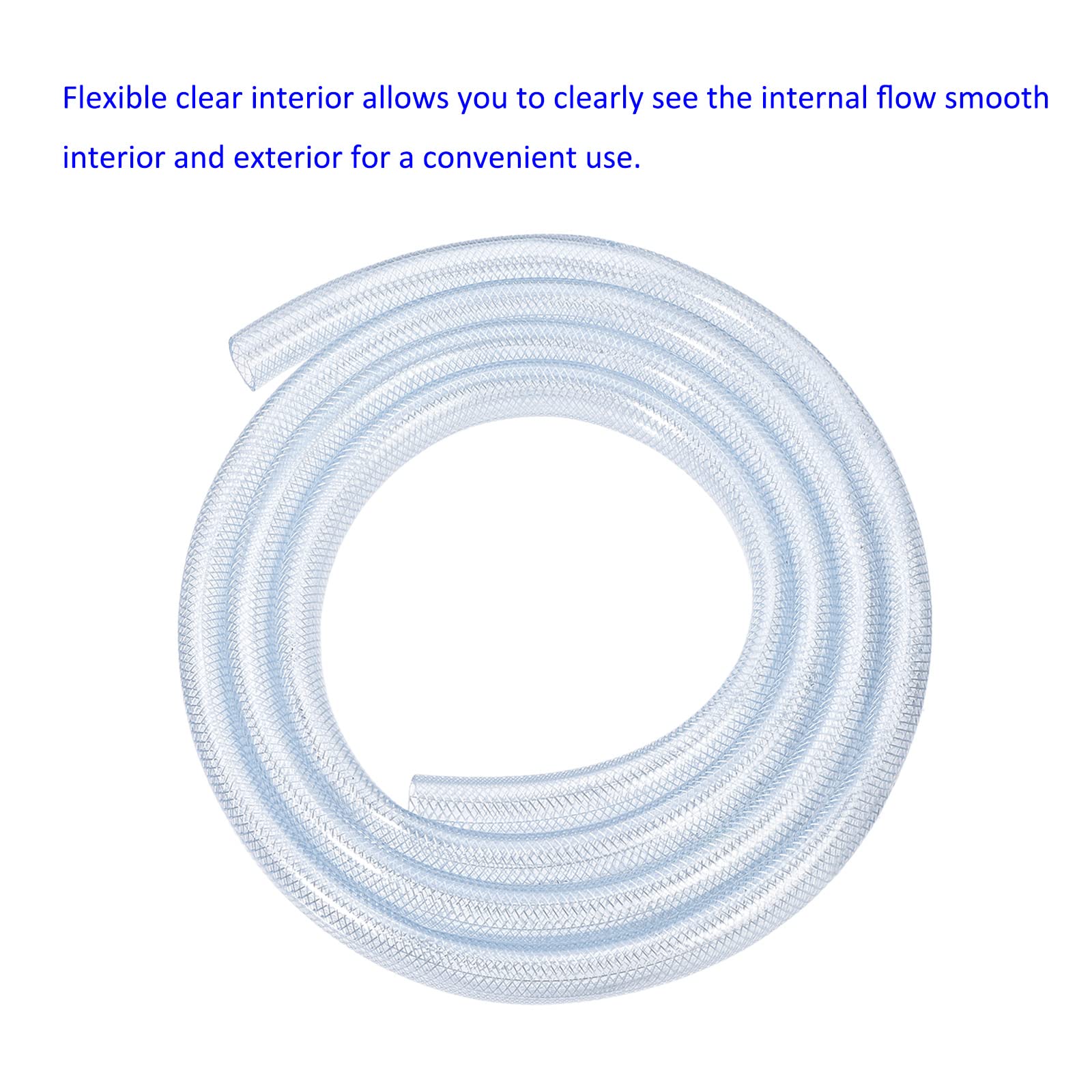 M METERXITY 2 Pack PVC Tubing - Flexible Braided Hose Tube Apply to Air Lines Oil Water(3/4" ID, 9.8 Ft Length, Clear) - Image 4