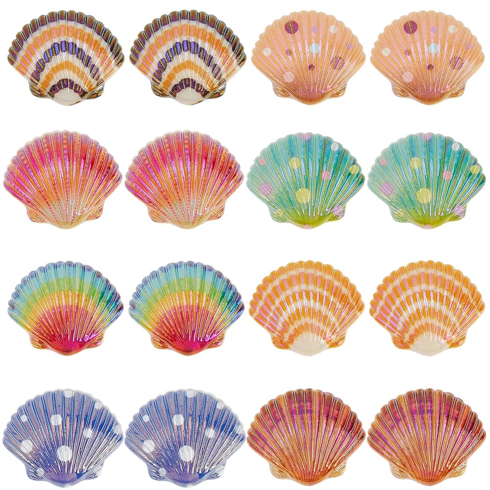 Cabujones con parte trasera plana y 8 colores de resina estilo océano para bisutería