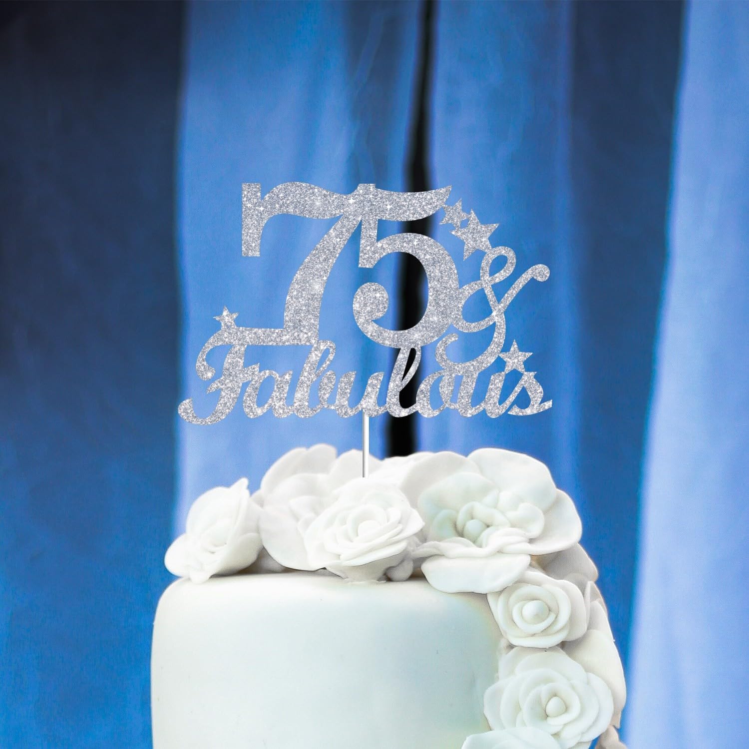 LINGTEER "Seventy Five" Funny Rhinestone Cake Topper - Cheers To 75 Years Birthday Party Decorations