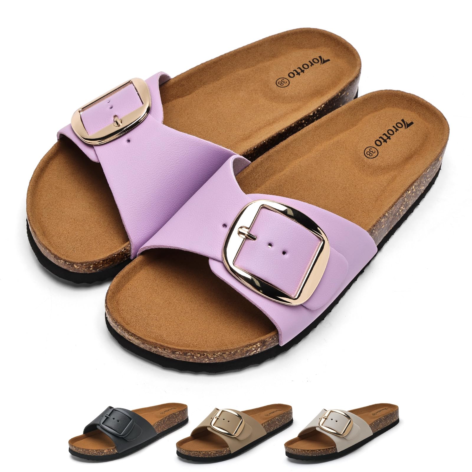 Torotto Pantoletten Damen Sandalen Latschen Schlappen Hausschuhe Bequeme Verstellbare Schnalle