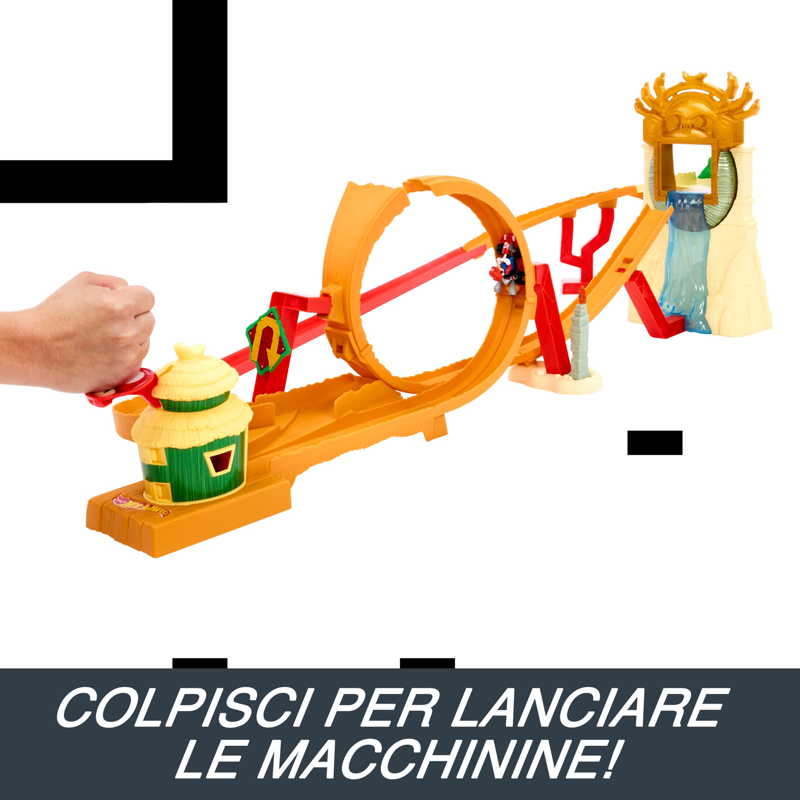 Hot Wheels Super Mario Bros - Corsa nella Giungla di Kong, playset ispirato al film con macchinina die-cast di Mario inclusa, pista con loop e salto su cascata, giocattolo per bambini, 5+ anni, HMK49
