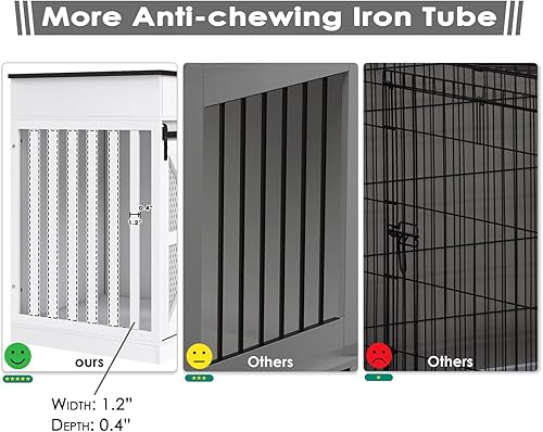 Miniatura 4 de Saudism Mueble de jaula para perros 2 en 1  Perrera grande con cajones de almacenamiento  Puertas dobles  Soporte de TV resistente para interiores