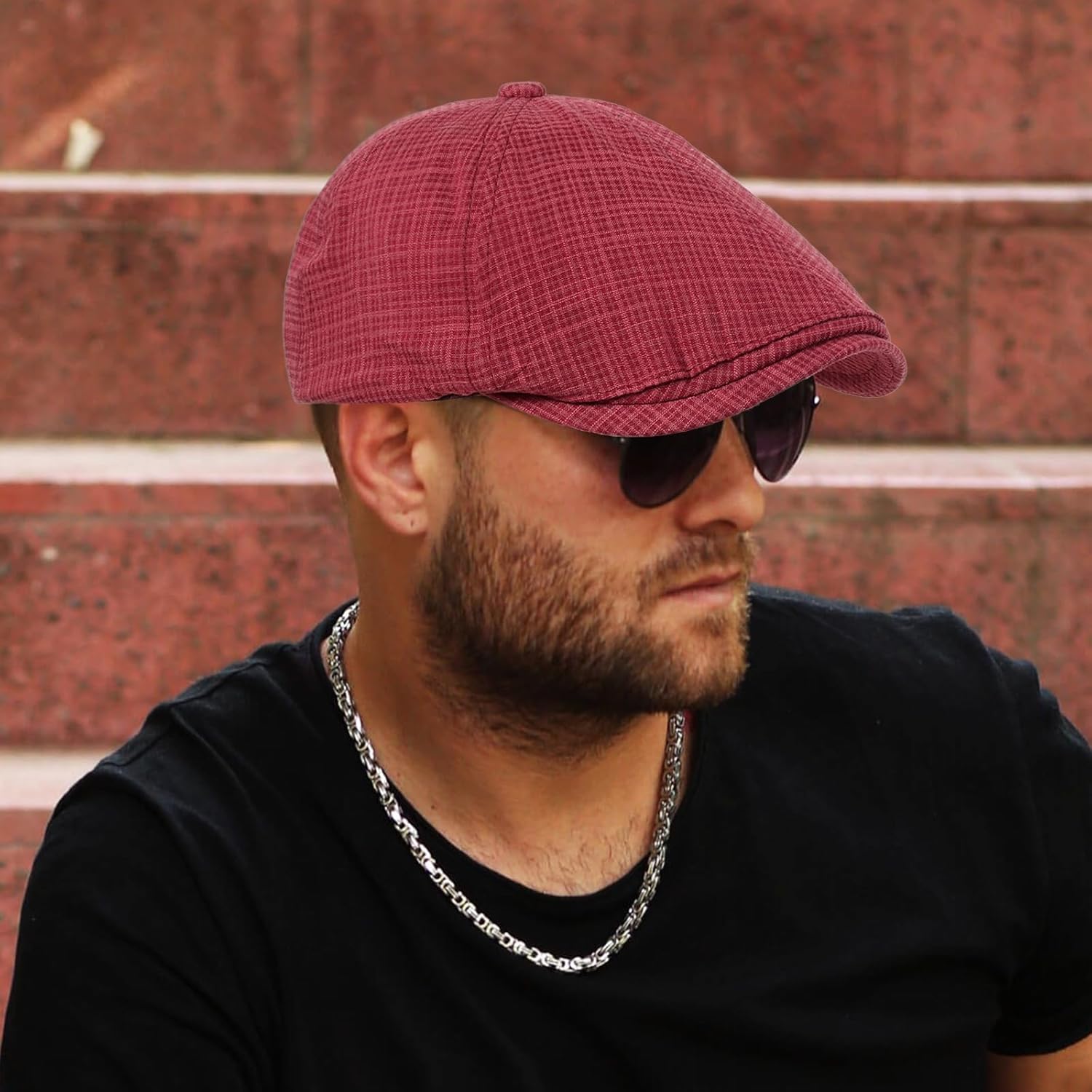 Newsboy Hat for Men Cotton 6 Panel Newsboy Hat - Image 6