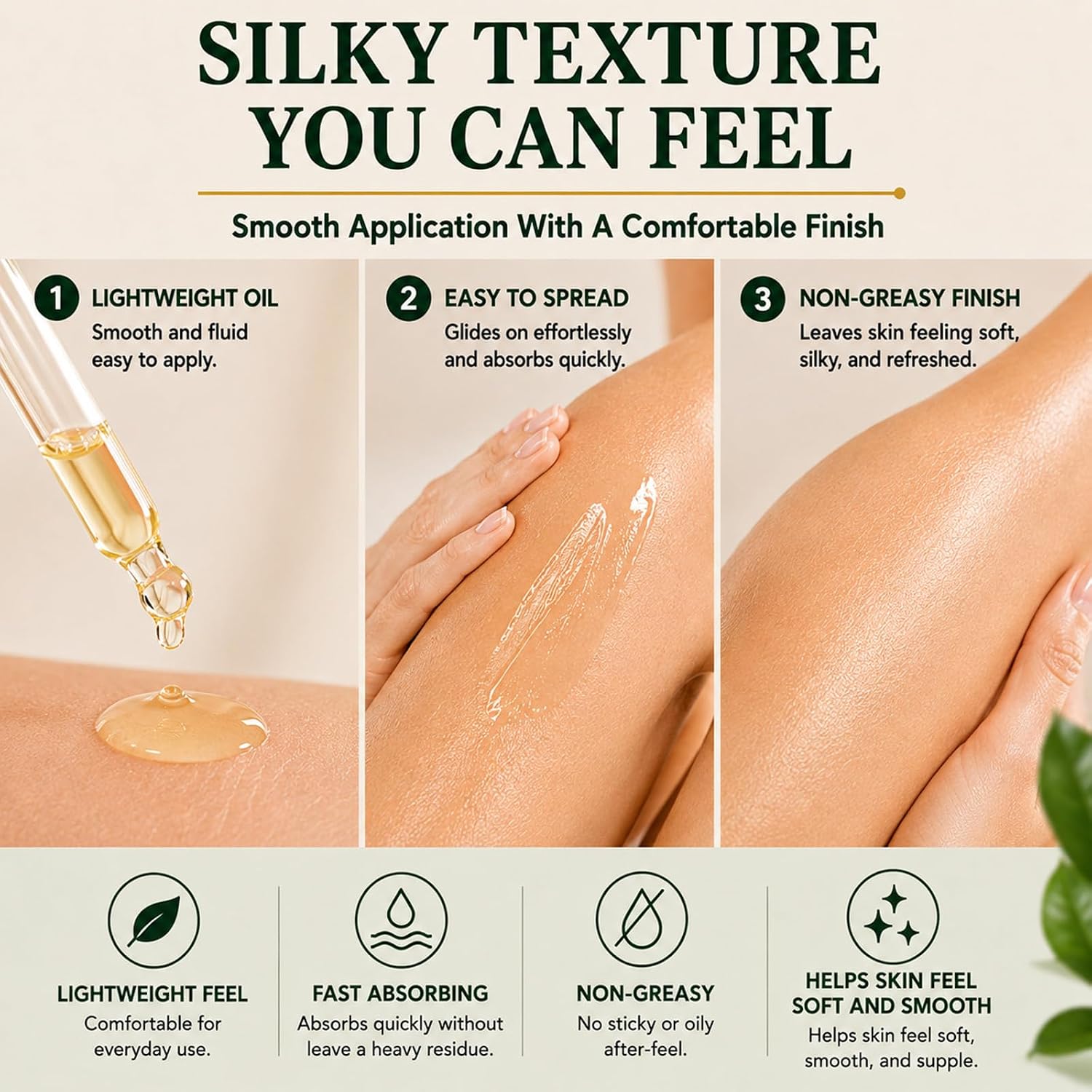 Collagen Body Oil, Lightweight Moisturizing Body Oil with Aloe Vera, Shea Butter, Green Tea Extract & Jojoba Oil for Dry-Feeling Skin, 3.38 Fl Oz (1pc)