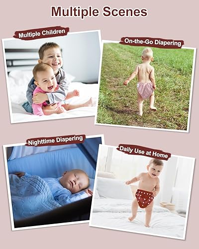 Miniatura 6 de babygoal Pañales de tela de carbón reutilizables con refuerzos dobles, paquete de 3 pañales lavables de bolsillo para bebé con 3 insertos de carbón