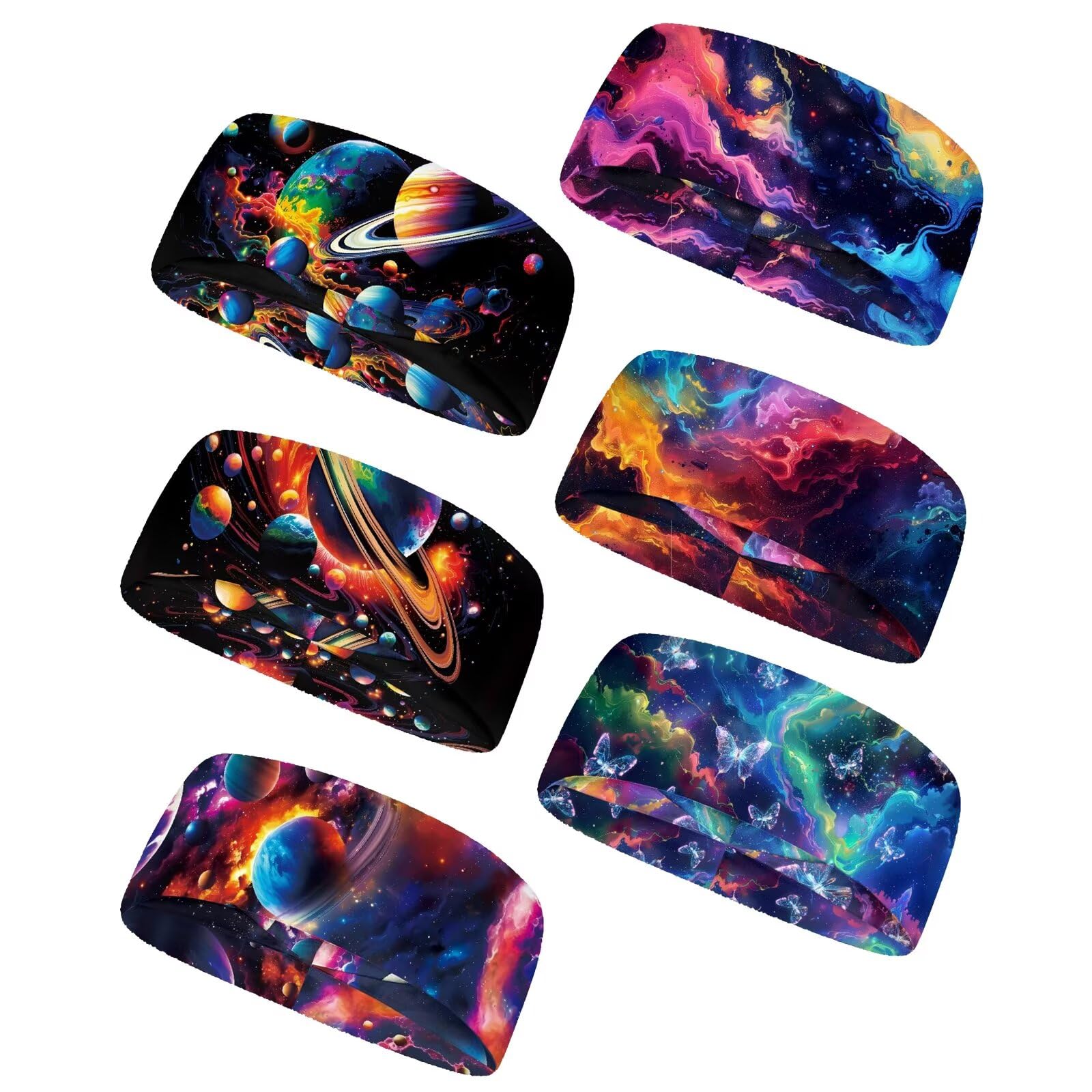 Forchrinse Sunflower with Text Print 6Pieces Sport Sweatband Headband for Soft Elasitc Headband Hair Bands Unisex Outdoor Sport Headbands