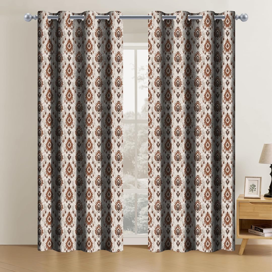 HomeBrew 100% Blackout Printed Premium Door Curtains 7 Feet Long Set of 2, Noise Reducing Blackout Parda 7 Feet with Grommet for Home Decor (7x4 Feet)-image-18