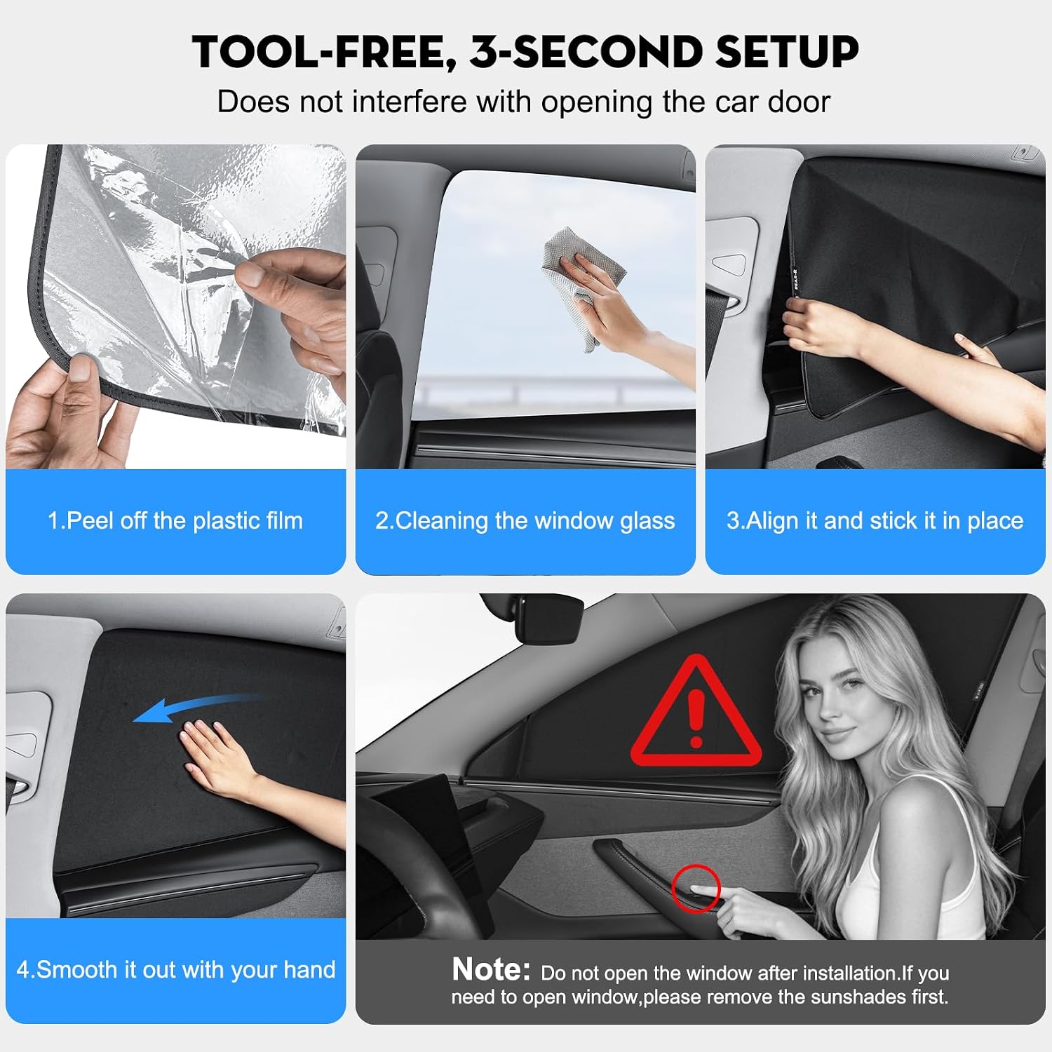 4PCS Side Window Shades for Tesla Model Y Juniper 2026 [Static Cling] Window Sunhades Sun Protection Shield Privacy Covers for Tesla Model Y 2020-2026 Accessories