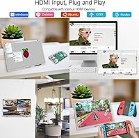 Vista 6 de Monitor de Pantalla Táctil de 9 Pulgadas con Pantalla IPS de 1024x600 Mini Monitor para Raspberry Pi PC Portátil (Plateado)