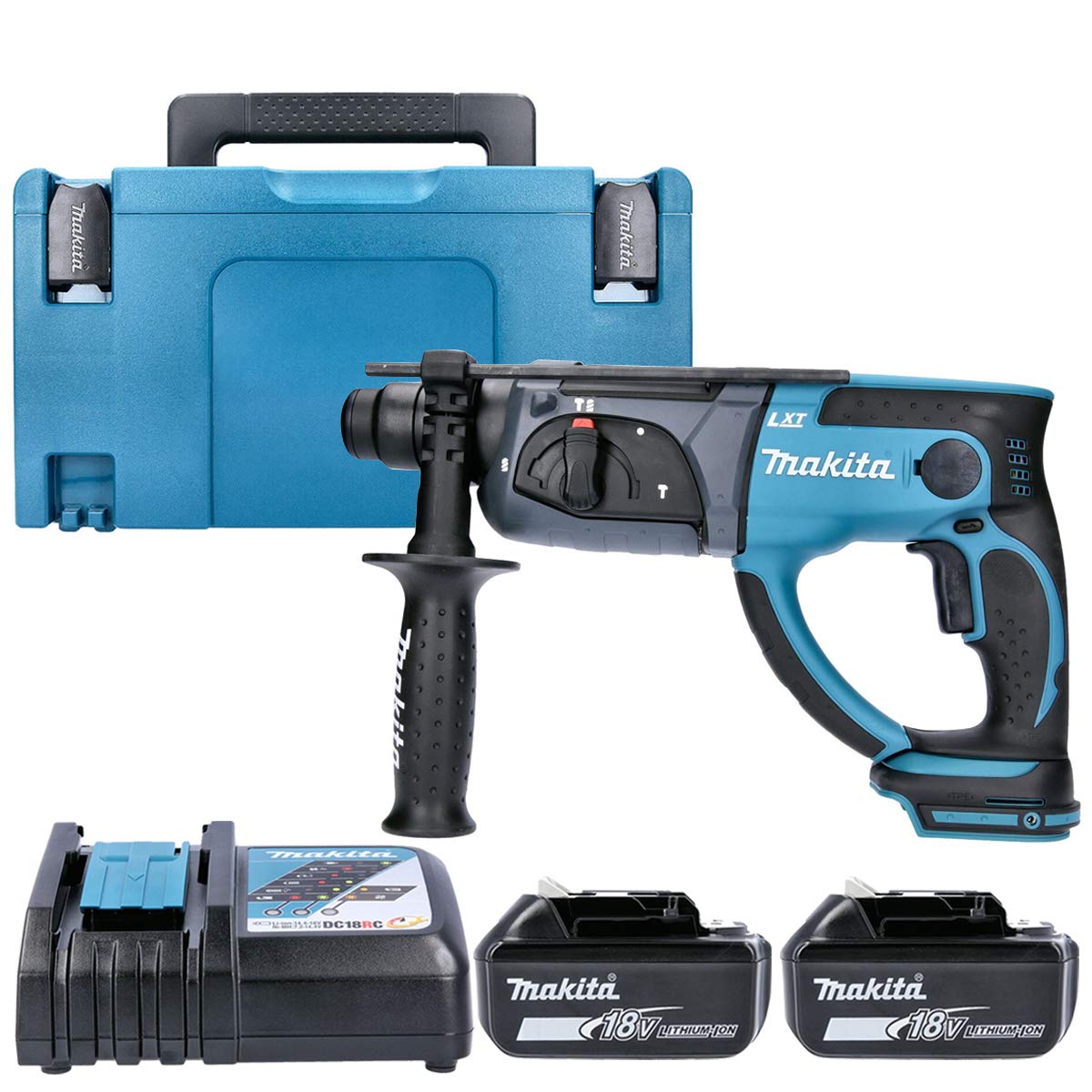 Makita Dhr202z 18V Sds+ Hammer Drill With 2 X 3Ah Batteries, Charger, Case & Inlay