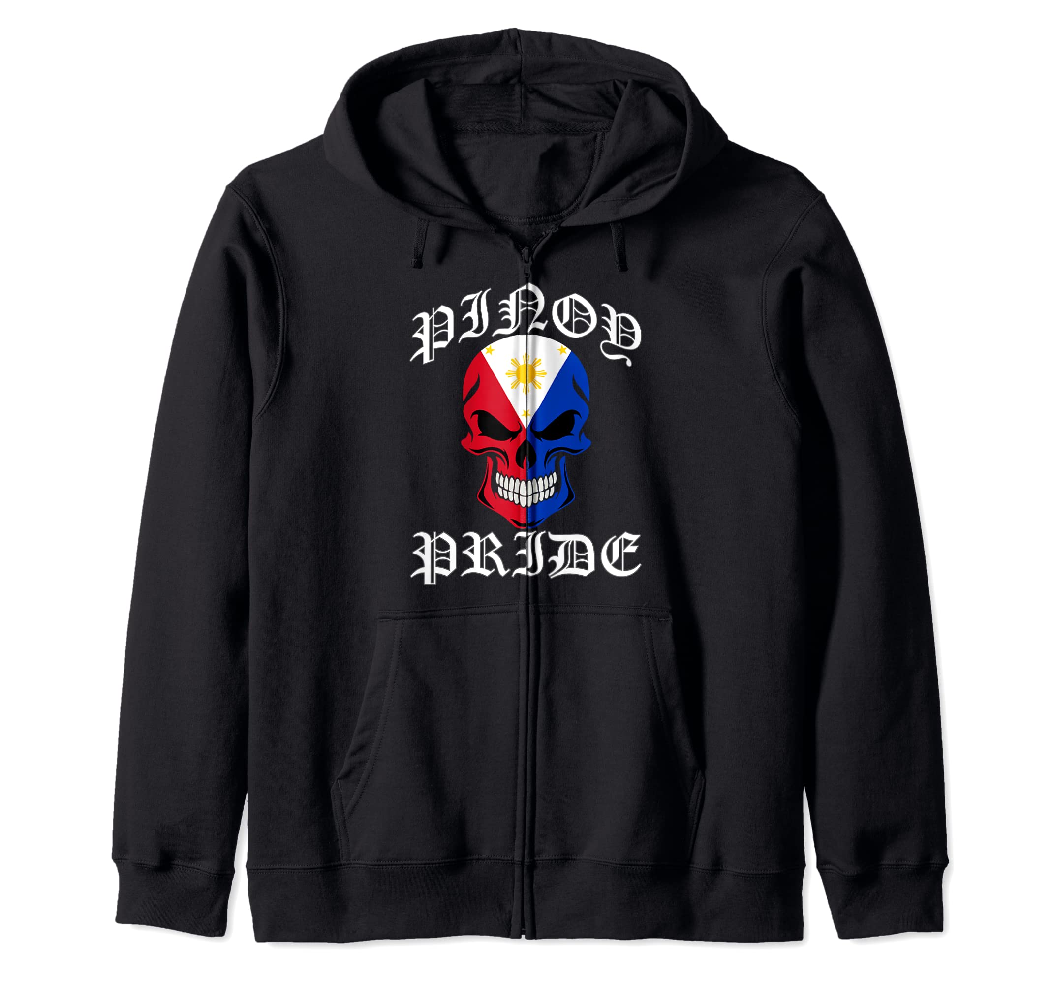 ROKtees Pinoy PridePinoy Pride T Shirt Tattoo Style Philippines Flag Skull Zip Hoodie