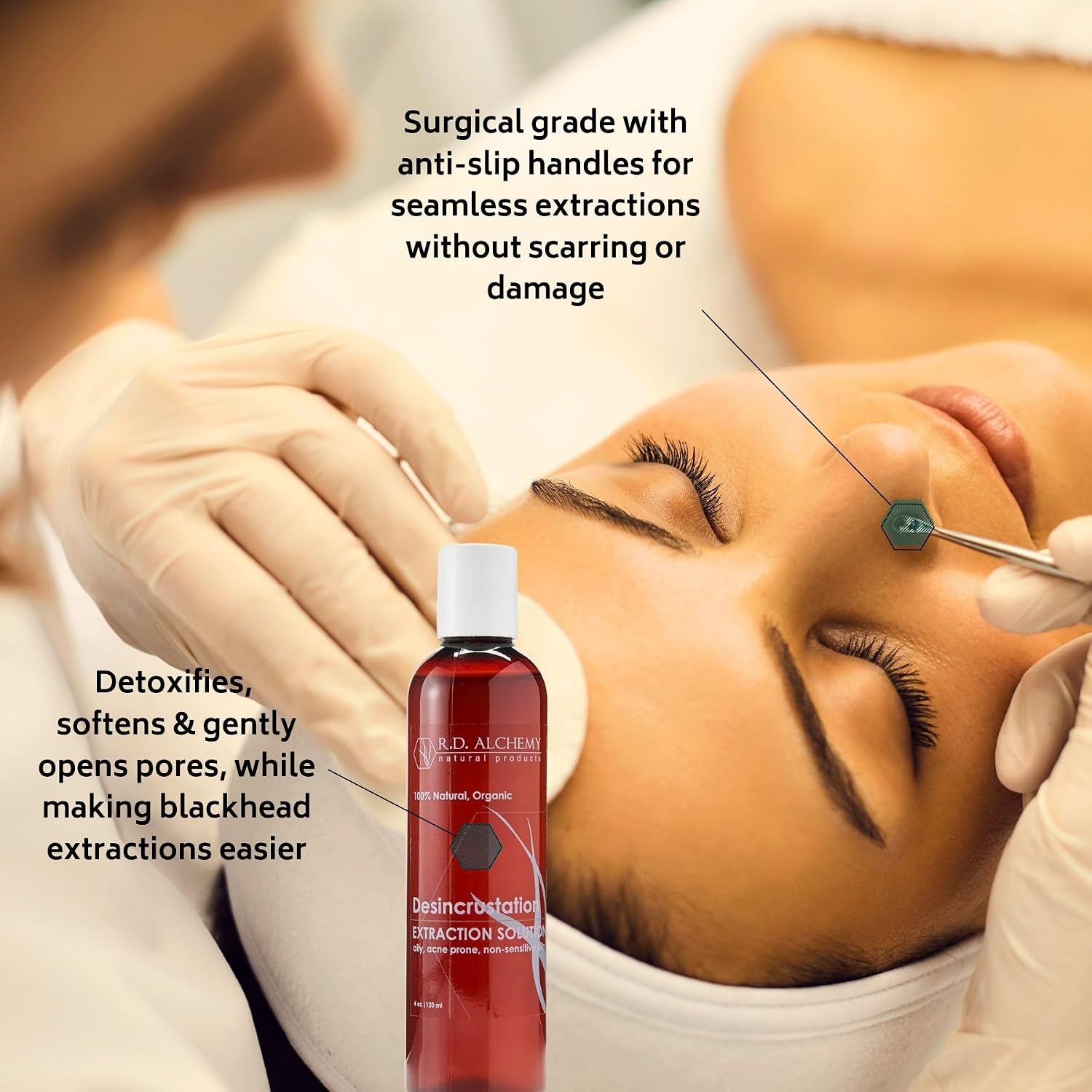 RD Alchemy - Desincrustation Solution + 2 Piece Extractor Tool Set - Professional Scaling Formula with 2-Piece Extraction Tool for Easier Blackhead Removal. Estheticians, Spa & Home Use. image 2