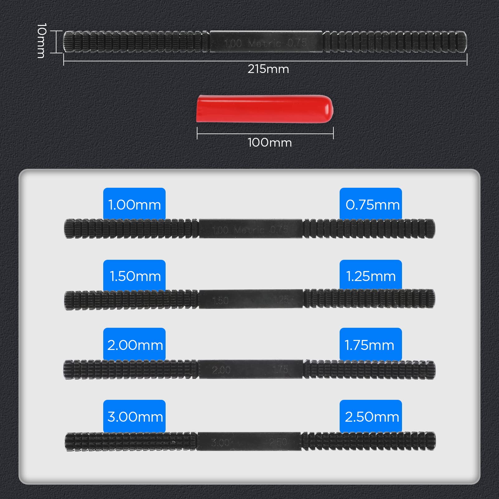 MRCARTOOL Restaurador de Roscas Métricas Kit de Reparación de Roscas Métricas Universal Juego de Herramientas para Reparar con Matrices, Machos y Limas de Roscar