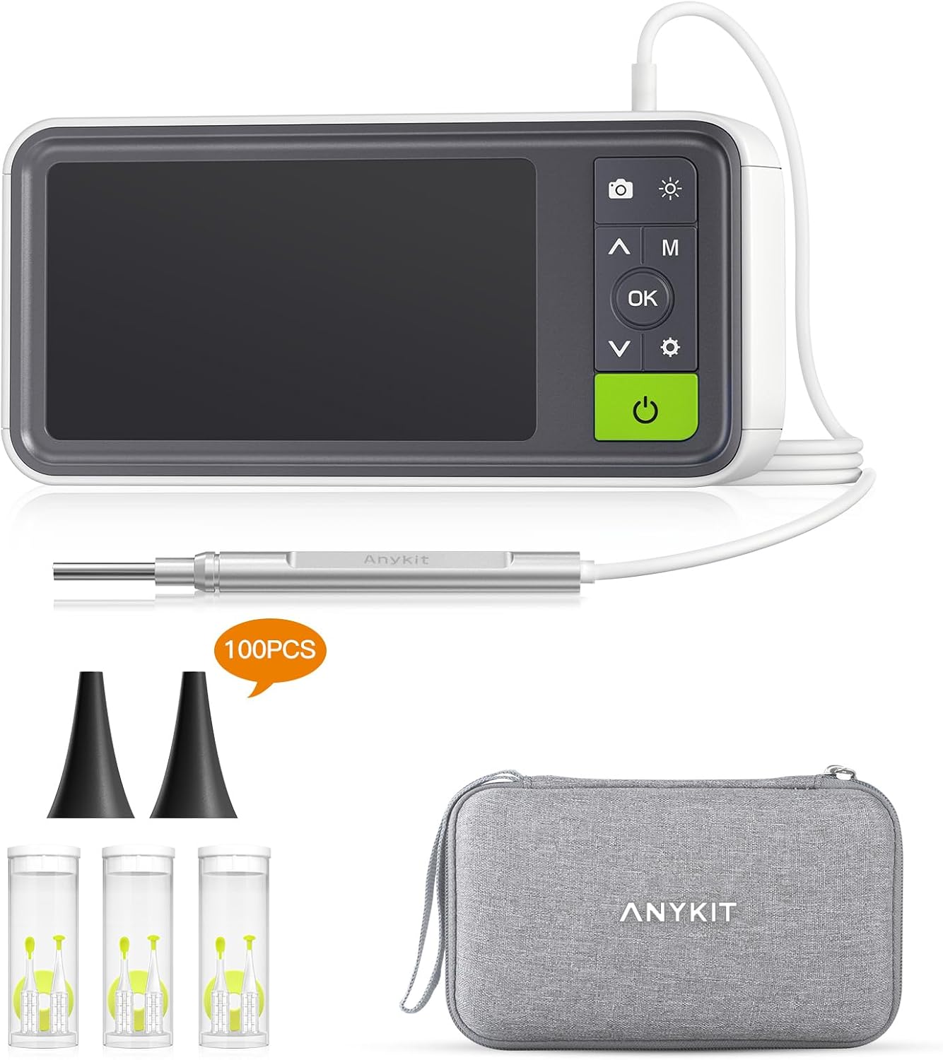 Anykit Digital Otoscope with Gyroscope, 4.5 Inches Screen, 3.9mm Ear Scope Camera with 6 Lights, Ear Wax Removal Tool, 32GB Card, Supports Photo Snap and Video Recording