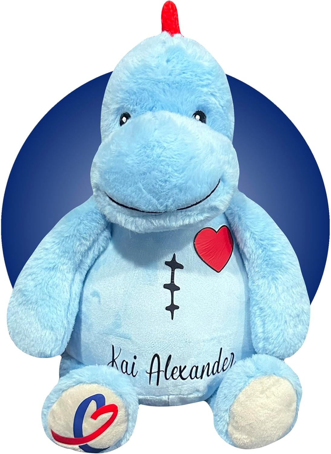 Personalized CHD Heart Warrior Companions - Surgery Stuffed 17" Blue Dinosaurs - Gifts for Kid Having Surgery - Custom Scar Buddy - Heart Warrior Presents - Surgery Recovery Items