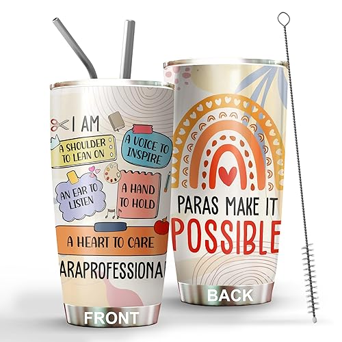 Paraprofessional Tumbler Stainless Steel 20oz, Paraprofessional Appreciation Gifts Bulk for