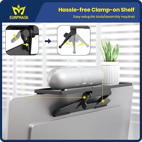 Miniatura 3 de EURPMASK - Estante superior de TV de 2 piezas, estante superior ajustable para monitor de computadora, soporte de almacenamiento estable para TV,