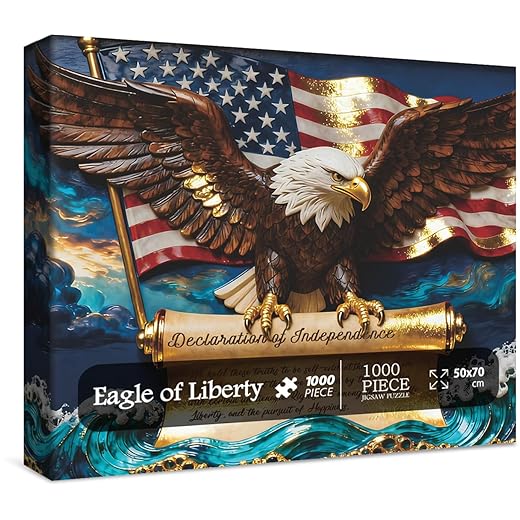 American Flag Eagle Puzzles for Adults 1000 Pieces. United States Patriotic Faith Country Jigsaw Puzzles. Challenging USA,Unique,Vintage,Bird,Art Puzzles