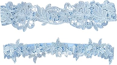 2PCS Wedding Garter Accessories Lace Bridal Garter Sets Bridal Floral Lace Elastic Foot Decor Light