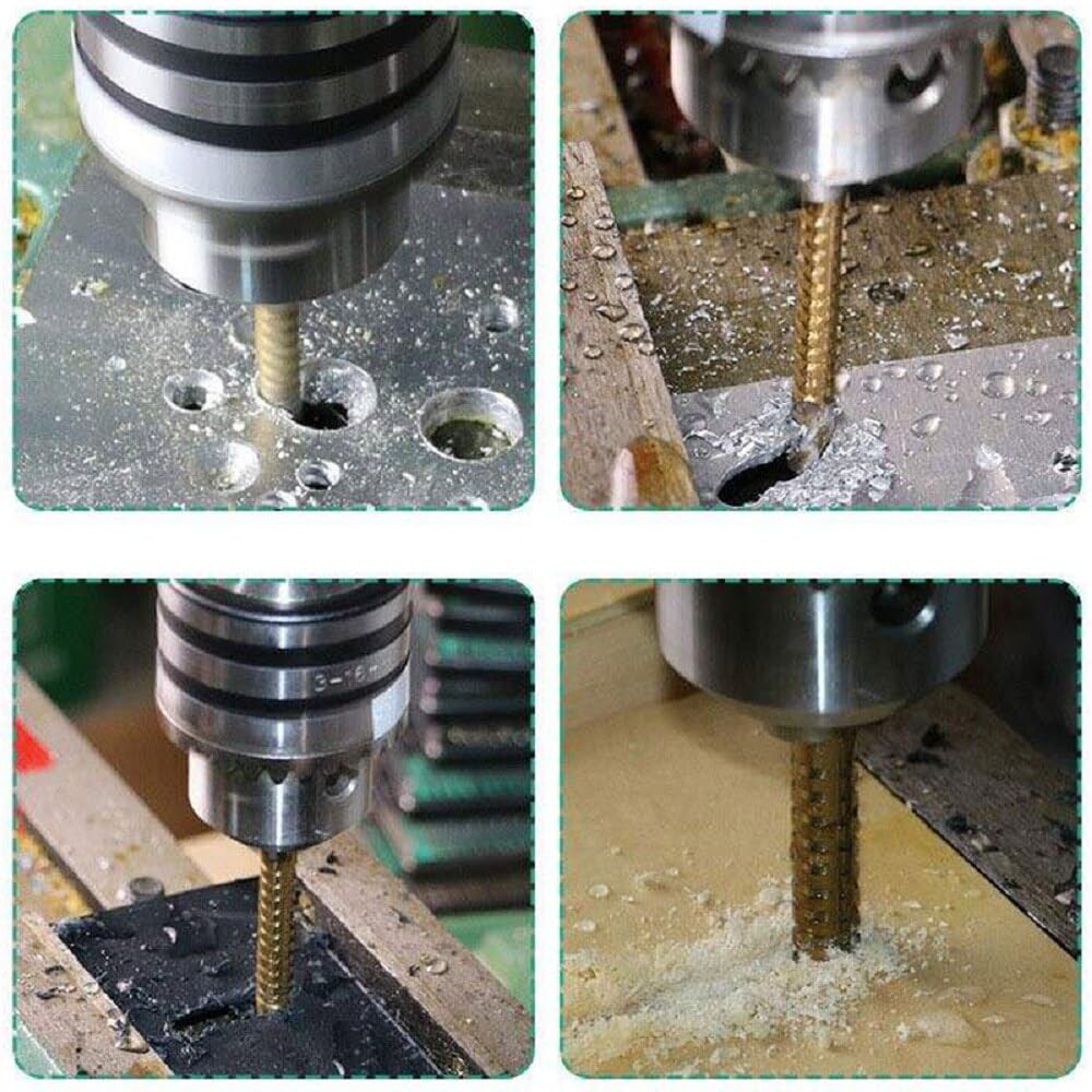 Juego De Brocas De 6 Uds, Brocas De Grifo Compuestas Métricas En Espiral, Brocas Helicoidales, Taladro De Madera for Cortar Ranuras De Perforación