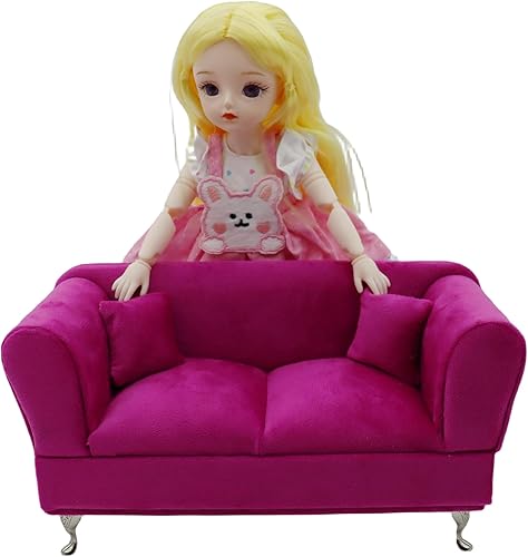 Miniatura 3 de Caja de joyería para sofá de casa de muñecas, 2 piezas, muebles de salón en miniatura, muebles de muñeca, sofá, joyero de 16 cojines de sofá para