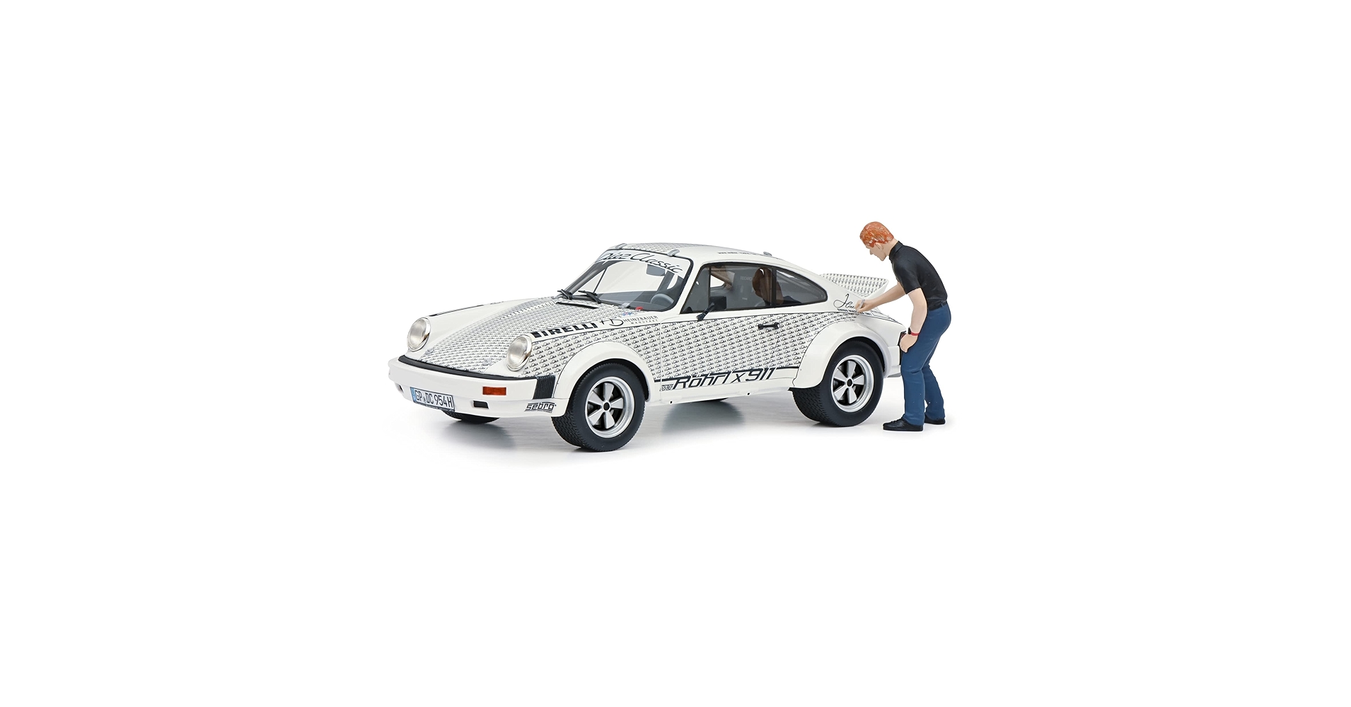 Schuco 450024900 Porsche Röhrl x911, mit Figur, Modellauto