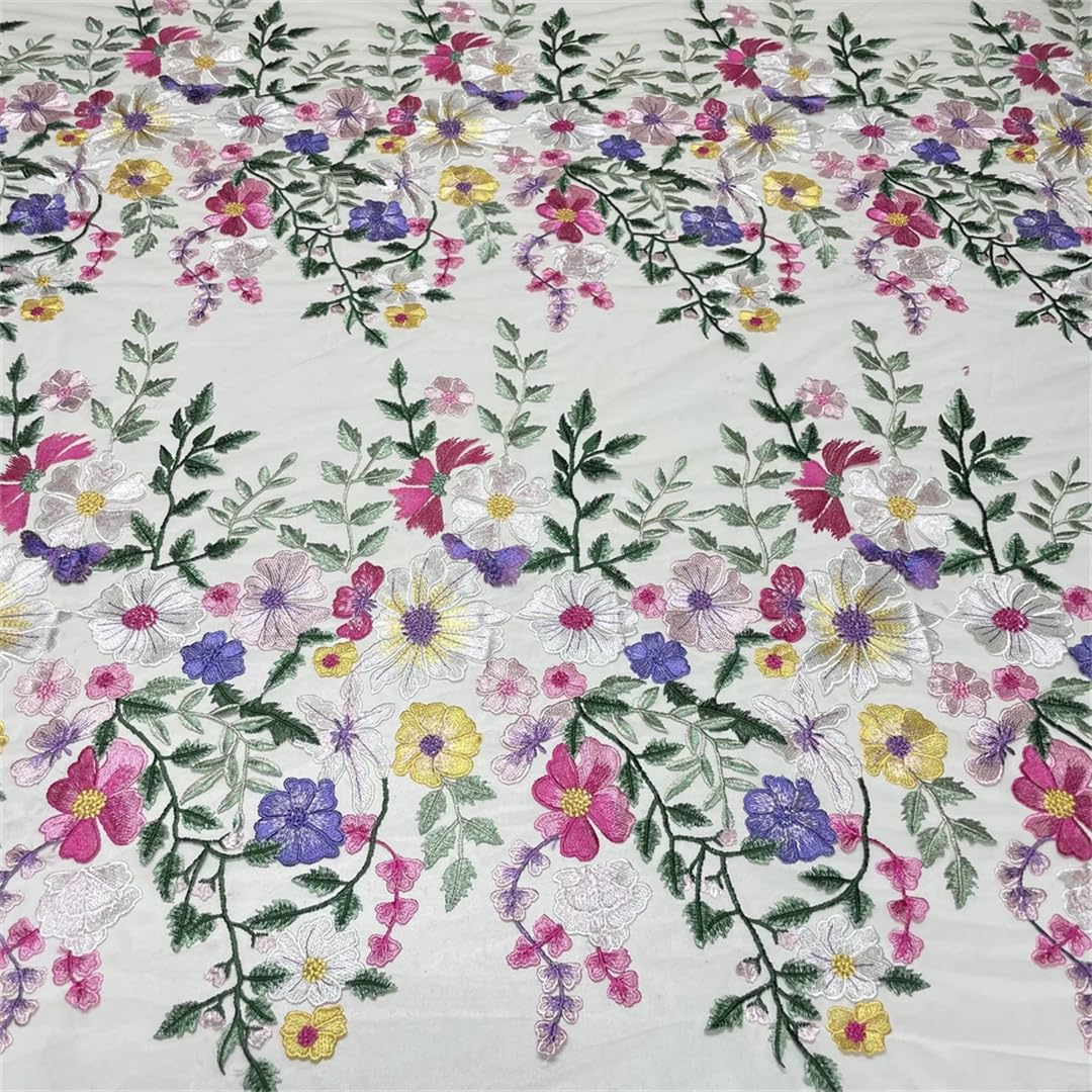 Apliques bordados de malla africana con flores de tul nigeriano para costura de material nupcial