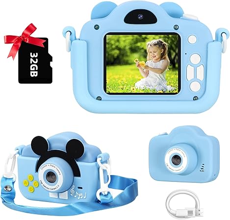 Amazon Co Jp Aomevoleo キッズカメラ 子供用カメラ トイカメラ 00万画素 1080p Hd 動画 32gbメモリーカード付き キッズデジカメ2 0インチips画面8倍ズーム 子どもデジタルカメラ Usb充電 デュアルレンズ 自撮可能 子供の日 誕生日プレゼント 日本語取扱説明書付き